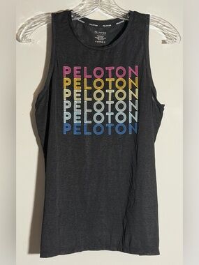 Peloton Black Agility RacerTank with Multicolor Stacked Logo Size Small